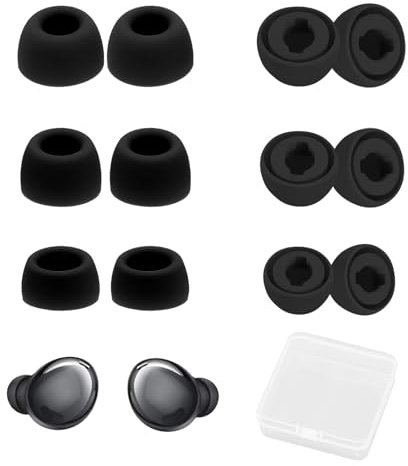 Ohrstöpsel für Galaxy Buds Pro Replacement - 6 Paar Ultra Comfort Galaxy Buds Kopfhörer Ohrstöpsel Satz, Silikon Kopfhörer Ear Buds Zubehör kompatibel mit Samsung Galaxy Buds Pro (S, M, L, Schwarz)