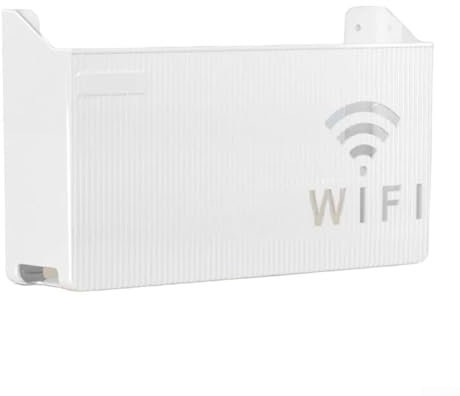 Wifi Router Storage Box, PVC Router Storage Wall Shelf Wifi 4 * 24 * 6 CM PC di alta qualità per la memorizzazione di cavi router TV set-top box (bianco)
