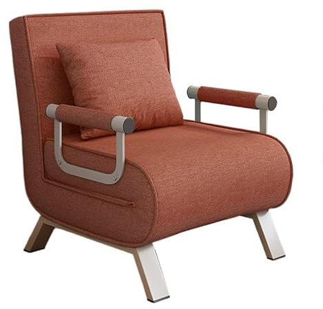 Schlafsessel Klappbar Recamiere mit Schlaffunktion 3 in 1 Klappstuhl Verstellbare Rückenlehne Abnehmbares Sitzkissen Schlafsofa Leinenstoff Metallgestell Belastbarkeit 160 kg(Brown)