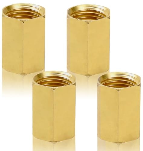 4 Stücke Messing Muffe, G1/4 Druckluft-Muffe | 1/4 Zoll IG Verbindungsstück, DN8 Gewinde Messing Sechskant Kupplungsverbinder,Doppelmuffe Anschlussnippel,für Wasser,Luft,Öl