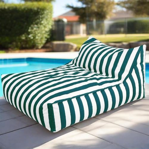 SXBCyan Pouf Flottant for Piscine - King Outdoor Housse De Pouf Oxford Imperméable Et Flottante, sans Remplissage, À Rayures, for La Plage, Le Canapé-lit(Dark Green)