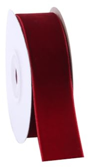 JIHUOO 25 mm x 9,1 m extra breites Samtband Geschenkverpackung Stoffband Vintage Stil Band Weihnachtskranz Bänder Schleifenherstellung Band Urlaub Dekoband Rot