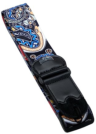 ISKDJBJG 1Set Electric Acoustic Guitar Bass Color Printing Polyester Strap Can Put Picks Polyester Musical Instrument Strap