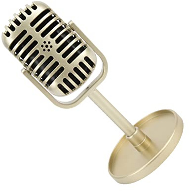 Tbest Realistisches Plastik -Prop -Mikrofon für Gesang, Leichtes Tragbares Mikrofon für Geschenke, Kinderfotografie, Hochwertiges Spielzeug (Gold)