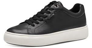 Tamaris Low Top Damen Sneaker 1-23736-42 003 Frauen Vegan M2373642 Black Leather, Schuhgröße:43 EU