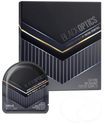 Black Optics Hydrogel Eye Mask for Men, 28 Pairs Under Eye Patches with Caffeine, Niacinamide, Peptides & Hyaluronic Acid for Dark Circles, Puffy Eyes, Wrinkles & Bags