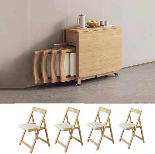 JBKNAN Klappbarer Esstisch,Klapptisch-Set Ausziehbarer Esstisch Mit 4 Stühlen/Rollen,Klapptisch for Küche,Esszimmer,Wohnzimmer,Restaurant,5-teilig