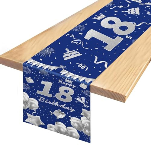 TaimeiMao Tischläufer 18 Geburtstag blau Silber,180 x 35 (blaues Silber)
