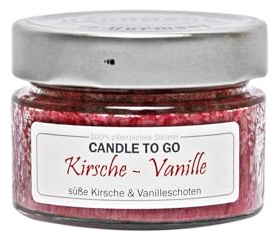 Candle Factory Candle TO GO Duftkerzen aus pflanzlichem Stearin im modernen Schraubdeckelglas, ca. 20h Brennzeit, Duft: Kirsche - Vanille
