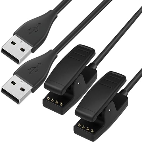 2 PACK Charging Cable for Garmin Lily Charger for Approach G10 S20 Vivomove HR Forerunner 35 35J 230 235 630 - USB Smartwatch Charger Accessories Sync Data Cable 100cm