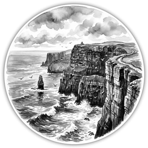 Samunshi® Cliffs of Moher aus Irland County Clare Aufkleber Denkmal Car Decal Sticker für Mofa Roller oder Auto Sticker Fahrrad Mtb 15x15cm