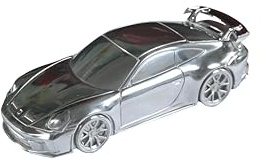 Porsche 911 992 GT3 2023 - Modellauto/Briefbeschwerer/Deko, Silber/Chrom