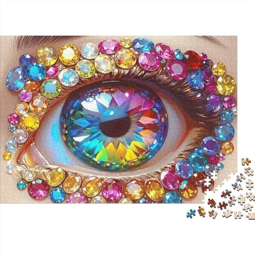 Gemstone Eye Art Jigsaw Puzzles Jewelry Puzzle 1000 Piece Recycled Paper Adults Fun Home Activity Decompression Game Great Birthday Gift for Family 70x50cm/1000pcs