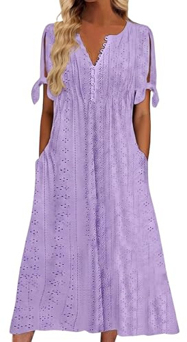 nnOuOnn Summer Maxi Dresses for Women UK 2026 Boho Casual Elegant Ladies Dress Fashion Floral V-Neck Button Short Sleeve with Pockets Sundress Beach