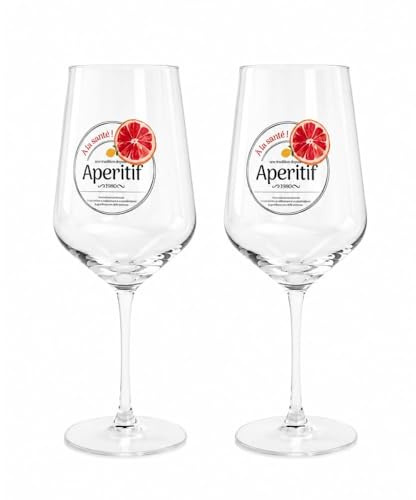 cecaro group Calici Aperitif 620 ml – Set da 2, 4 o 6 Bicchieri Spritz in Vetro Ultraresistente – Calici Eleganti per Aperitivi, Cocktail e Superalcolici – Scritta Stampata Non Adesiva (set 2 calici)