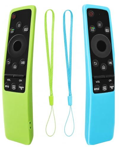 GXGM 2 piezas de fundas protectoras de silicona para mando a distancia de Samsung Smart TV BN59-01298D, BN59-01241A, BN59-01260A, BN59-01266A, BN59-01259B, funda para mando a distancia (Azul + Verde)