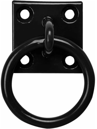 LUCKORA Heavy Duty Chain Plate Ring 50x50x2mm – Black Metal Tie Down Ring Plate for Gates, Doors, Sheds, Wall Mount, Garage & Outdoor Use