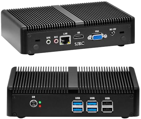 SJRC Lüfterlos Mini PC, Core i3-6006U Mini Desktop Computer with 4K HD + VGA, Gigabit LAN, 8GB RAM 128GB mSATA SSD, Small Form Factor PC for Home Office, Business, Linux