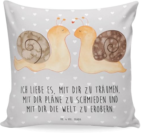 Mr. & Mrs. Panda 40x40 Kissen Schnecken Liebe - Geschenk, Sofakissen, Kopfkissen, Hocheitstag, sofakissen, sitzkissen, große Liebe, Freund,
