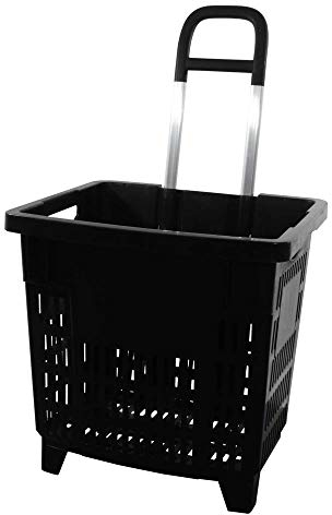 Trolley pour achats 55 litres sur Roues ABS - Plastique corbeilles d´achats Mobile Noir