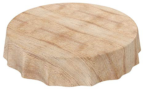Runde PVC Tischdecke Holz Braun – Ohne Einfassung – Wasserabweisend & Alltagstauglich 140 cm (Rund)