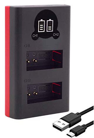 Baxxtar LP-E12 Chargeur de Batterie - USB Dual LCD 18752 - Alimentation Via USB-C ou Micro USB - pour EOS 100D M M10 M50 M100 M200 PowerShot SX70 HS