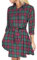 FANCYINN Robe Chemise Femme Manche Longue Robe à Carreaux Casual Hiver Tunique Blouse Mini Robe,M,Rouge Vert Bleu