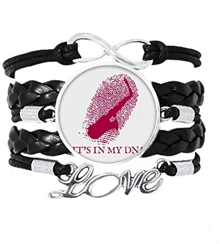 OFFbb-USA Armband mit Musikalischen Saxophon Gene Fingerabdruck Liebe Zubehör Twisted Leder Strickseil Armband Geschenk, Nicht zutreffend.