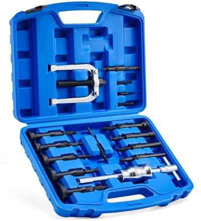 Orion Motor Tech Blind Hole Collet Bearing Race and Seal Puller Extractor Kit, Slide Hammer Pilot Insert Inner Bearing Removal Tool Set, 16 Pieces