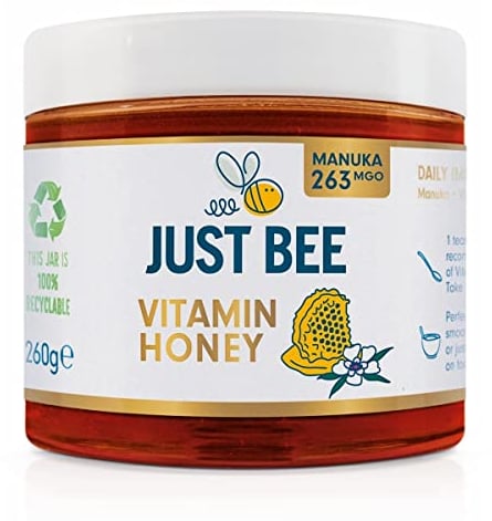 Just Bee Manuka Immunity Honey (263 MGO), Certified pure New Zealand honey with Vitamin C, B6, B12, Echinacea (260g jar)