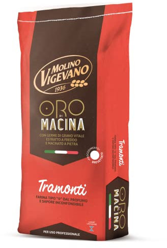 Molino Vigevano Tramonti Tipo 0 con Germe di Grano Vitale 10 kg - Farina Professionale per Pizza Napoletana, Pane e Focaccia - W350 ad Alta Forza, Ideale per Lievitazioni Lunghe oltre 48 Ore