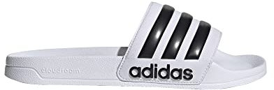 adidas Unisex Adilette Shower Slide Sandal, White/Core Black/White, 14 US Men
