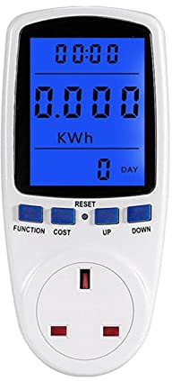 UK/EU/US/Au Plug Power Meter Energy Monitor with Backlight LCD Display Electricity Usage Monitor KWH Power Consumption Analyzer Electricity Usage Cost Meter Monitor Plug