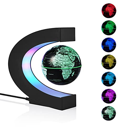 Magnetische Levitation Floating Weltkarte Globus Multi-Color Changing Rotating Levitating Globe mit LED-Leuchten Büro Home Desk Dekoration Gadget für Freund Lehrer Business Geburtstag Geschenk
