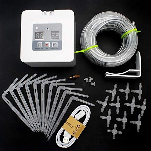 USB & AA Batterie Automatisches Tropfbewässerungssystem Indoor Micro Drip Bewässerungs-Kit Garten Tropfen Terrasse Pflanzen Bewässerungssystem für Indoor Garten Pflanzen (Batterie nicht enthalten)