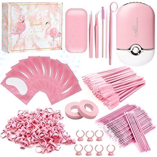 Wimpernverlängerung Set Wimpernverlängerung Zubehör Wimpern Föhn Wimpernbürste Pinzette Wimpernkamm Klebeband Spiegel Augenpads für Wimpernverlängerung Wimpernkleber Benutzt für Wimpern Extensions