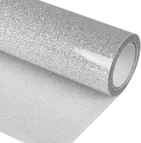 TORC Silver Glitter HTV Heat Transfer Vinyl Roll 12.5 inch x 5 ft Iron on Vinyl for T Shirts Crafts
