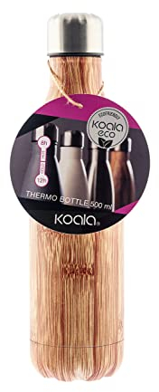 Koala Spain Bouteille isotherme effet bois double paroi en acier inoxydable Isolation 8h 500 ml