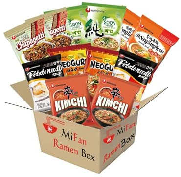 MiFan Ramyun Box - Assortimento di Ramen Coreani (12 Bustine, 6 Gusti Variegati)