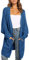 Maavoki Cardigan lungo da donna, oversize, a maniche lunghe, casual, con tasca, Blu scuro, L