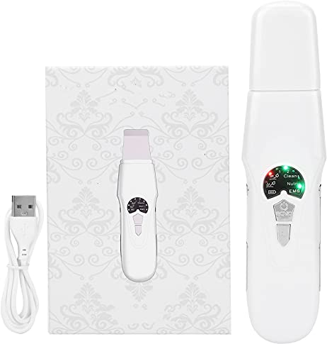 Depurador de piel facial, raspador de piel facial Espátula de depurador de piel ultrasónica con vibración de 2 engranajes para mujeres Eliminación de espinillas Limpieza profunda facial