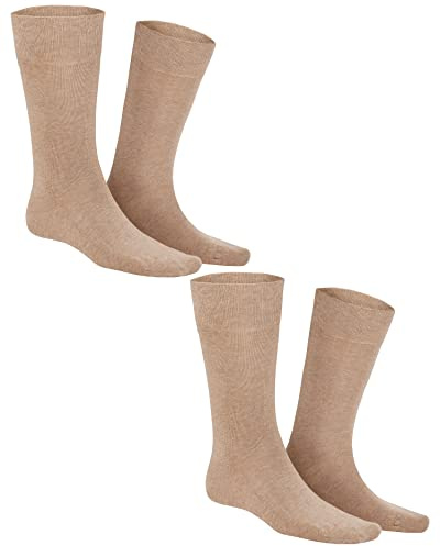 KUNERT Herren Socken Comfort Cotton 2-Pack druckfreier Bund Beige-mel. 8320 47-50
