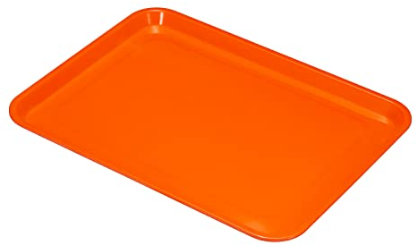 PATIKIL 13x10 Fast Food Tray, Plastic Reusable Recyclable Multi-Purpose Rectangle Serving Tray for Restaurant Home Kitchen, Orange