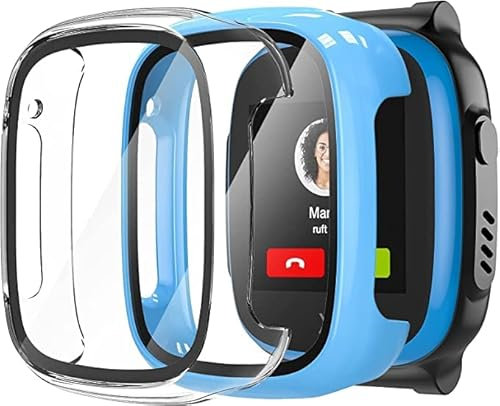 [2 Stück] XPLORA X5 Play Schutzhülle mit Displayschutzfolie, 360 Grad, Hartglas-Schutzhülle, HD-Schutzhülle, ultradünn, Kids Girls, Blau+Transparent