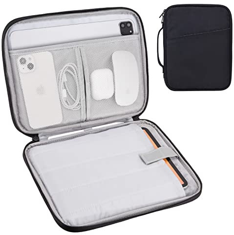 Housse de transport rembourrée pour iPad Pro 11, iPad 10.9 (10e génération), iPad Air (5/4e génération), Galaxy Tab S9/S8 (Noir-11)