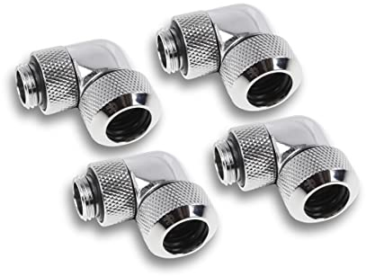 Alphacool Eiszapfen 13mm HardTube Compression Fitting 90° drehbar G1/4 für Acryl/Brass Tubes - 4 Stück Set Chrom