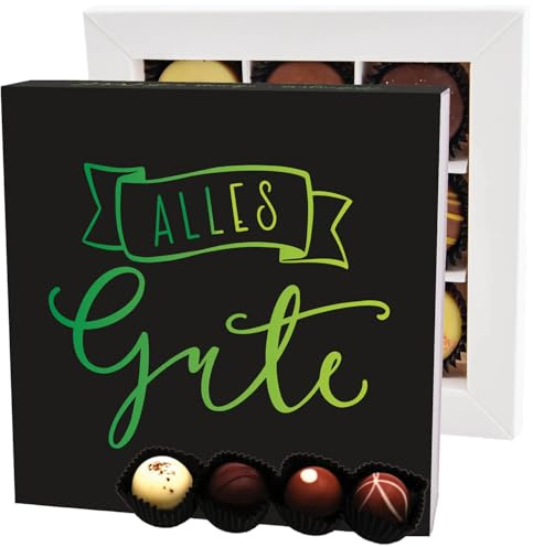 Hallingers Genuss Manufaktur Pralinen Glückwunsch-Geschenk - ohne Alkohol, handmade aus Confiserie-Edelkakao in wertiger L-Geschenkbox Alles Gute, Geschenkidee für Frauen Männer