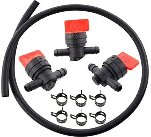 MCHNIC Universal 6mm Benzinhahn Kraftstoffhahn Absperrventil Ventile Kunststoff Ein/Aus Rohr mit Benzinschlauch für die meisten Motoren Quad Mofa Roller Motorrad Zubehör