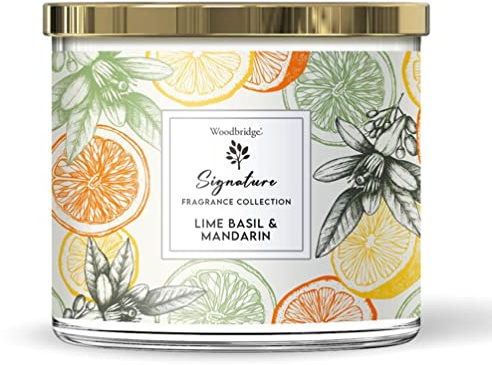 Aroma Accessories Woodbridge Duftkerze im Glas, Limette, Basilikum und Mandarine