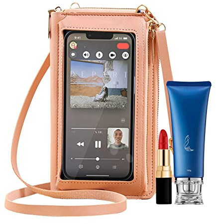 Umhängetasche für Handy, Umhängetaschen aus PU-Leder für Frauen – Umhängetasche mit Touchscreen mit Fächern für Damen, Herren, , Mädchen